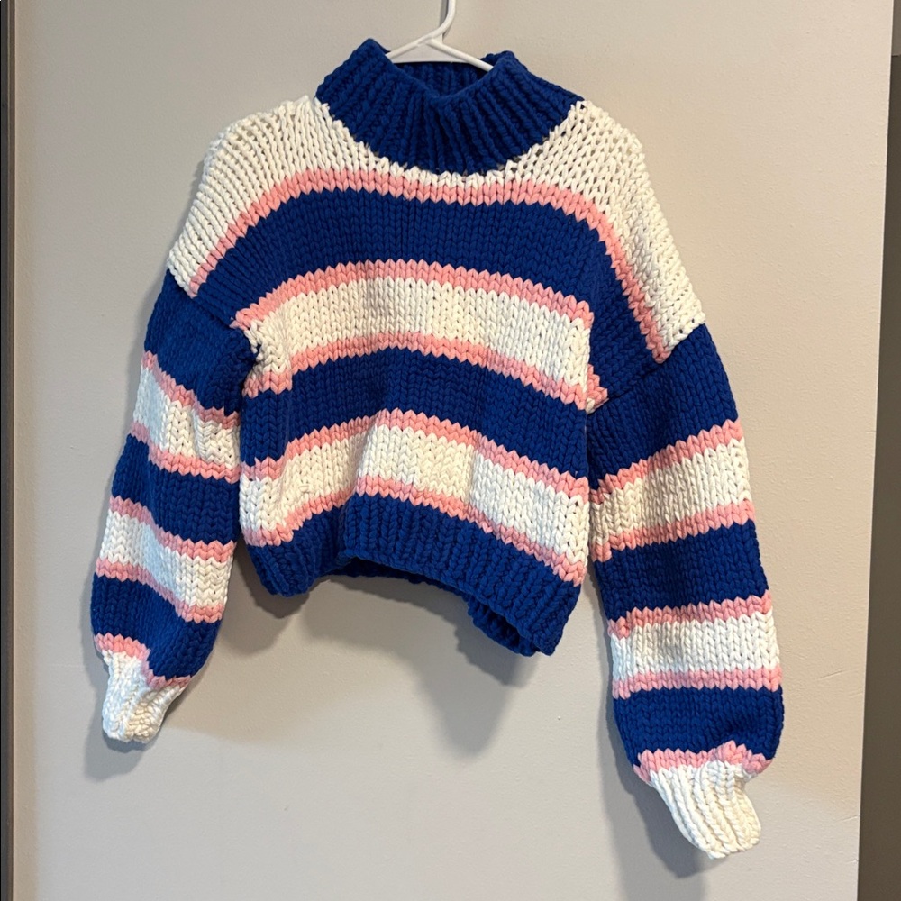 Yllw Striped chunky knit Blue and Pink Knit Sweater